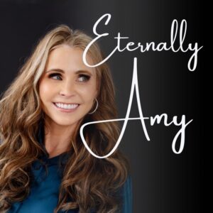 Eternally Amy podcast cover art with host Amy Liz Harrison